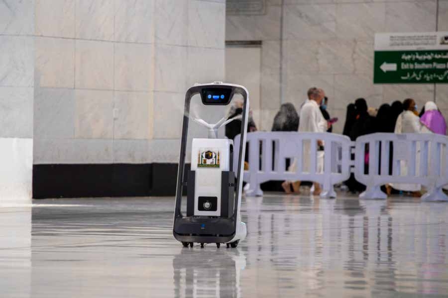 a robot on a floor