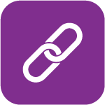 a white link in a purple square